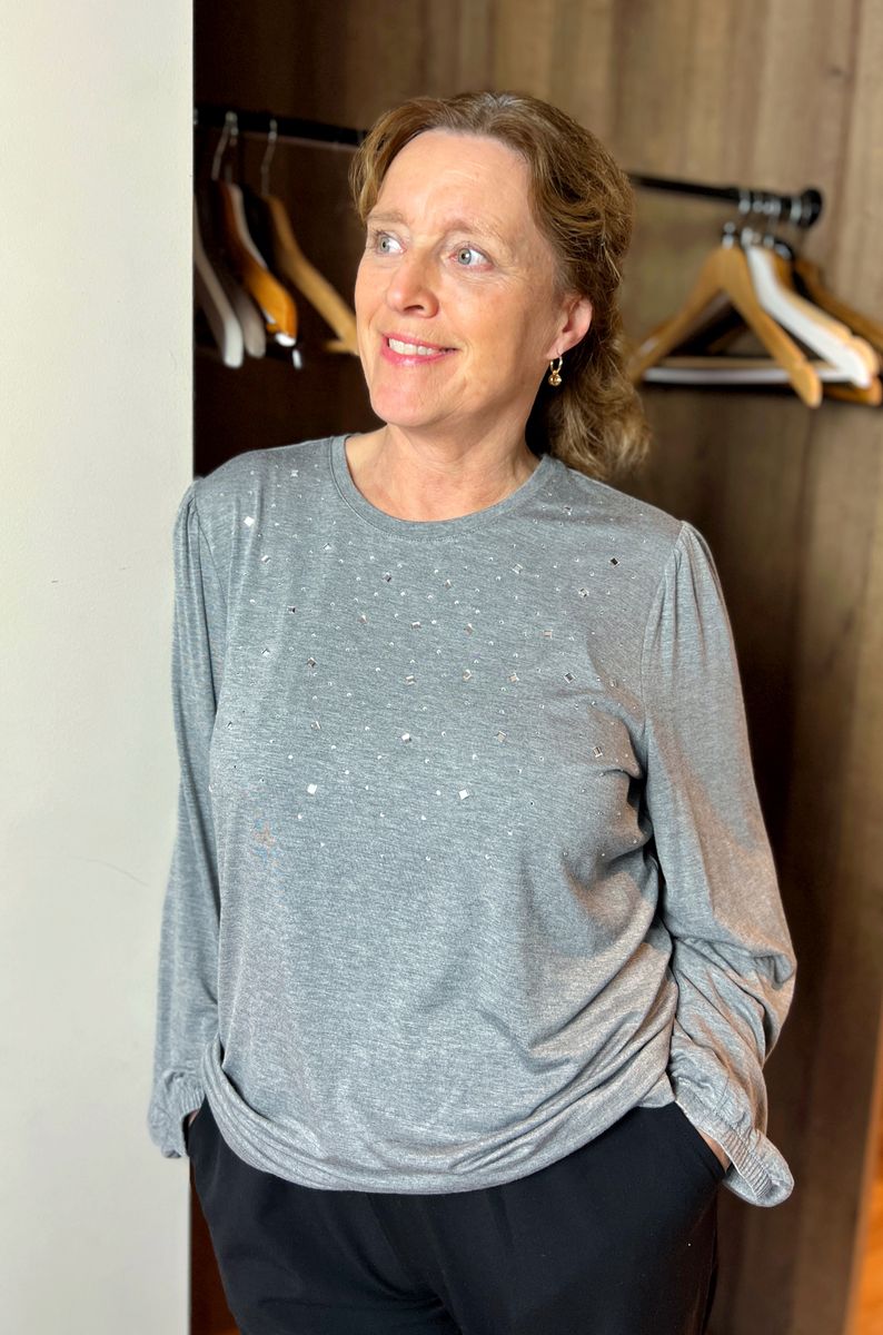 Gry topp grå strass