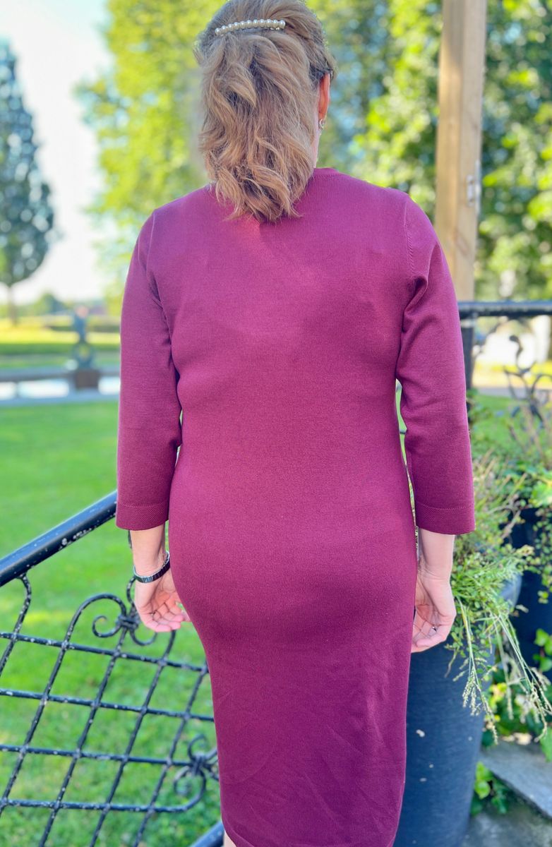 Sissel strikkekjole burgunder