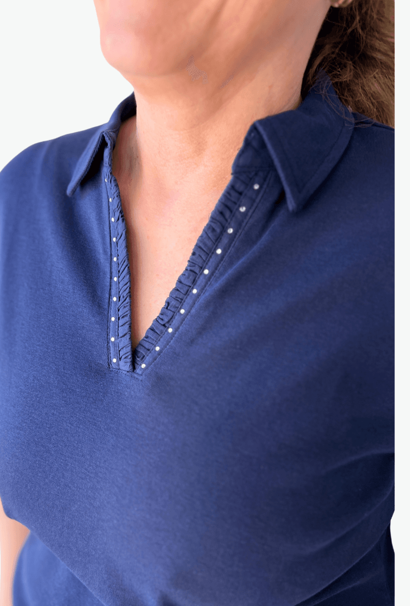 Inger t-shirt med krage blå