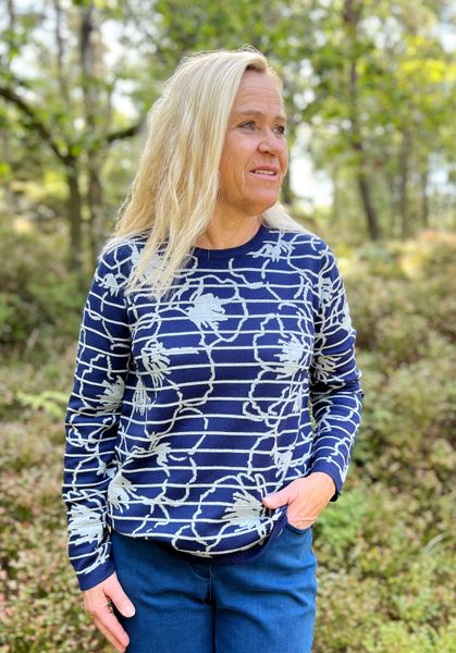 Hovedbilde Nelly genser blå flora