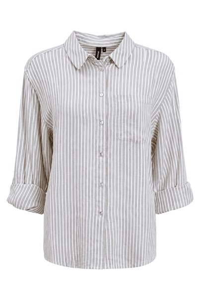 Hovedbilde Carina skjorte stripet beige lang arm