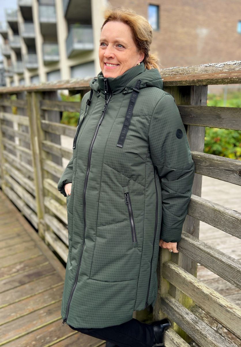 Sylvia vattert parkas mørk grønn