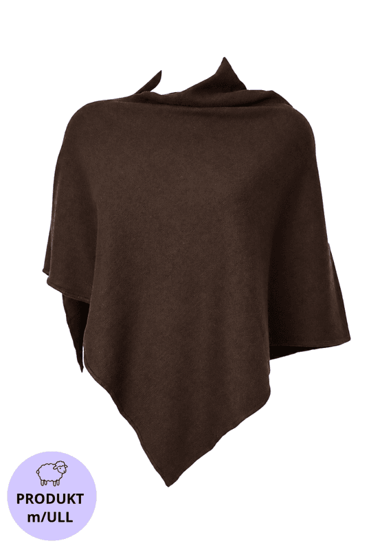Poncho med ull brun