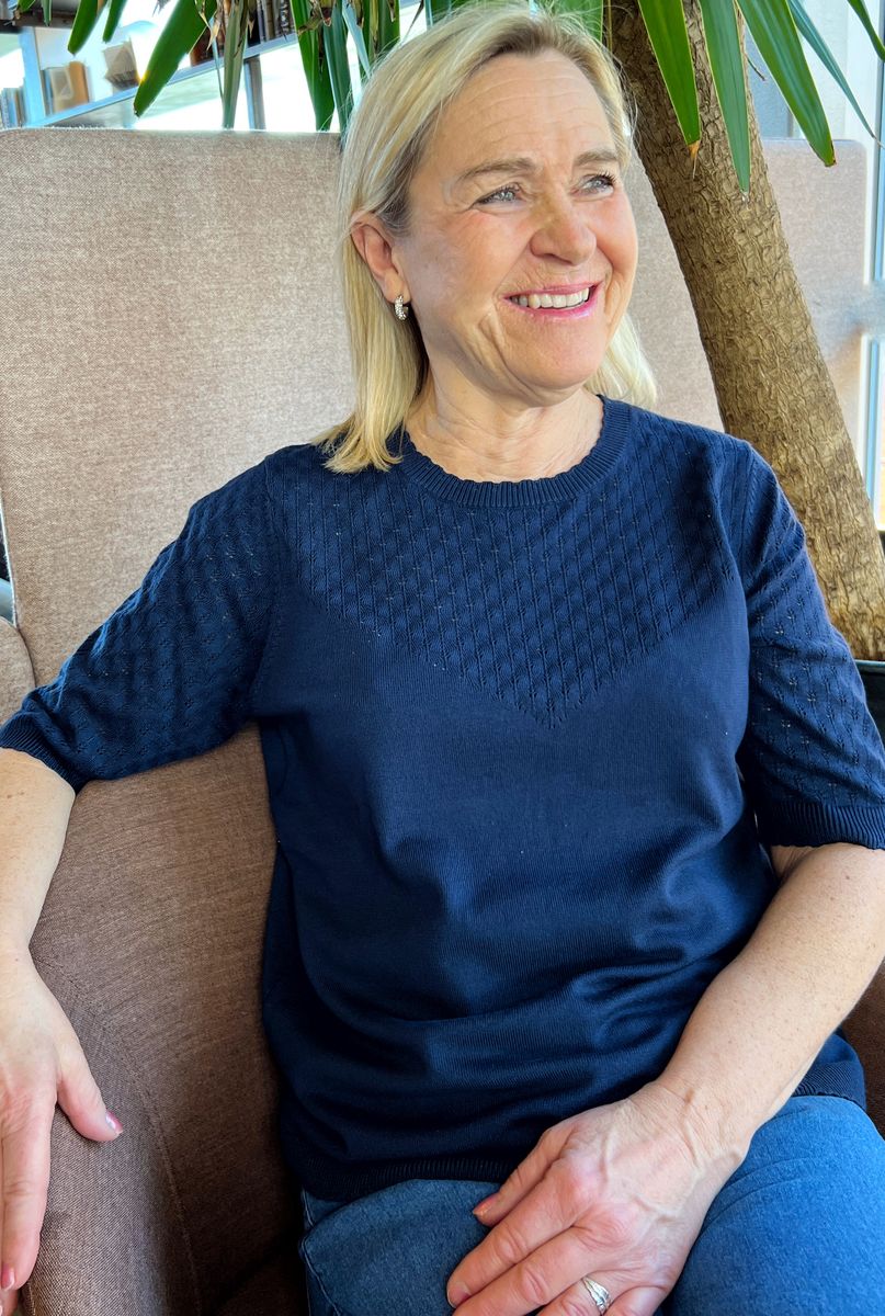 Lisen strikket topp blå