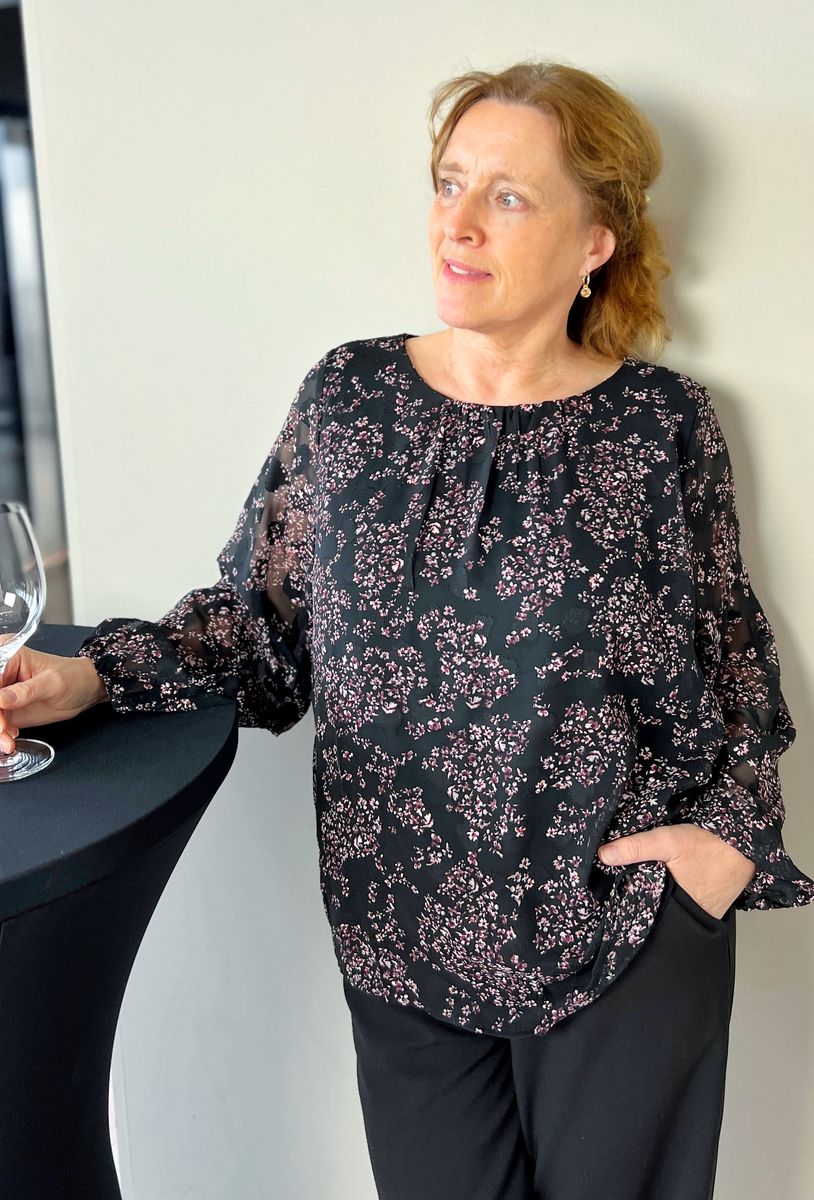 Line chiffonbluse burgunder blomst