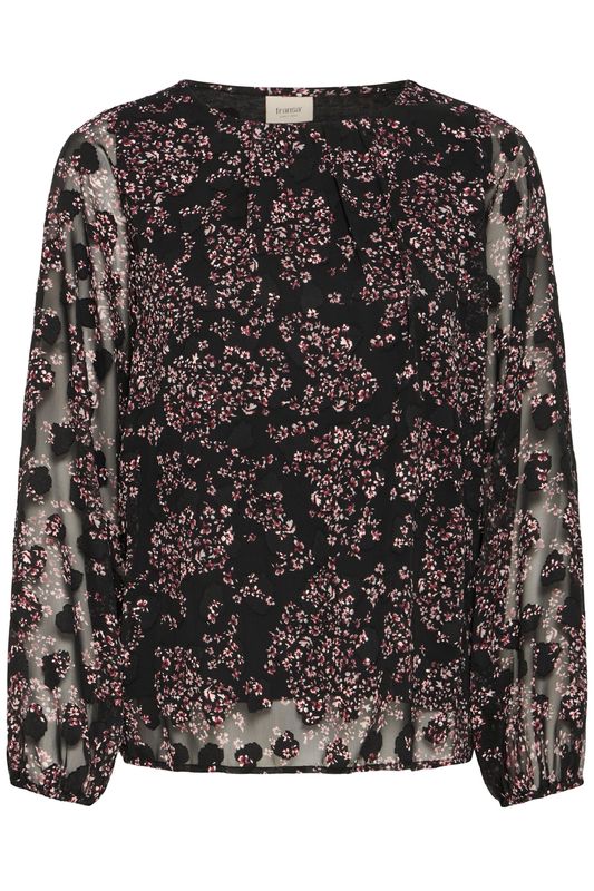 Line chiffonbluse burgunder blomst