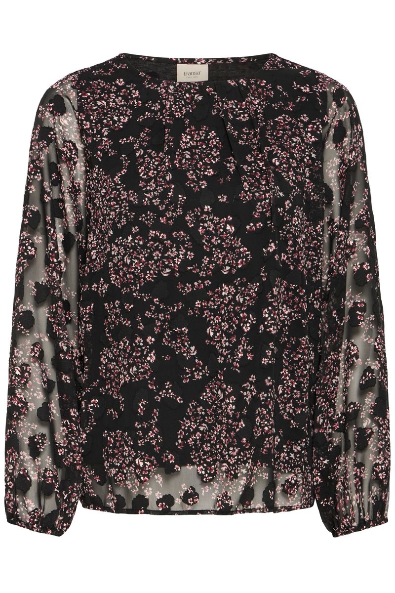 Line chiffonbluse burgunder blomst