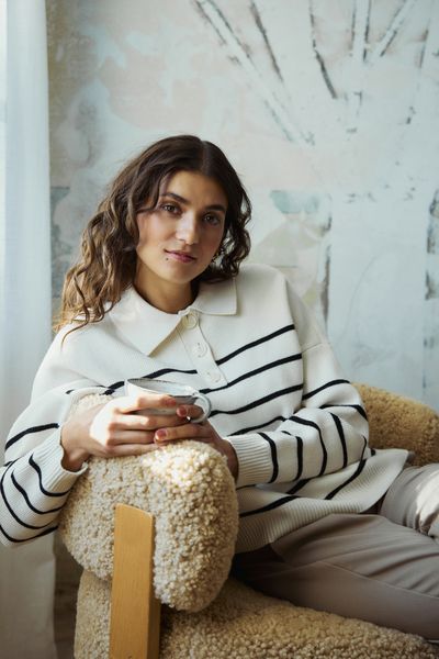 Hovedbilde Marion genser kremhvit stripe