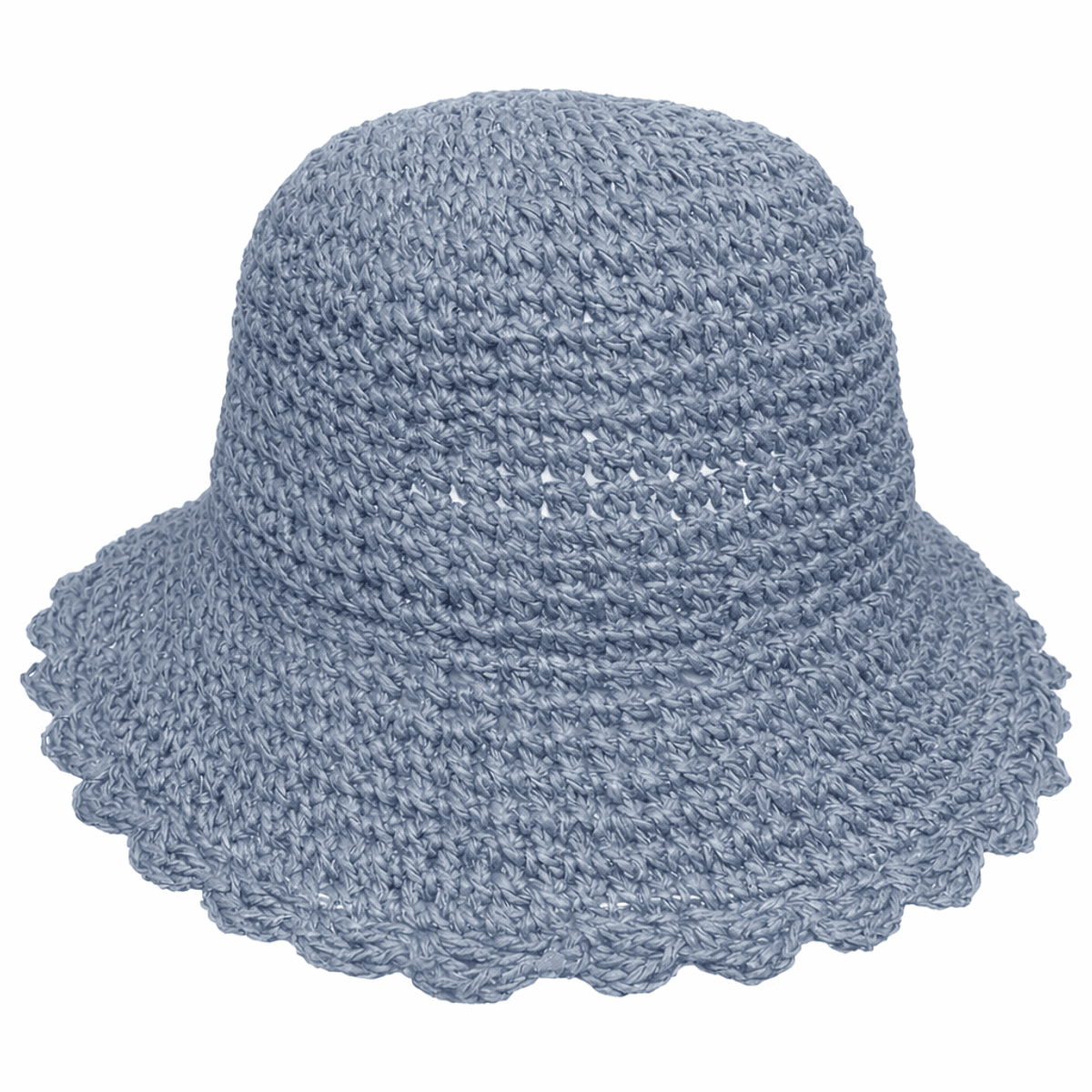 Bøttehatt strikket blå