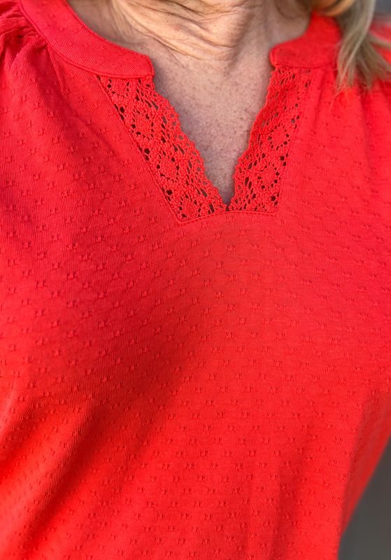 Sølvi bluse-topp poppyred