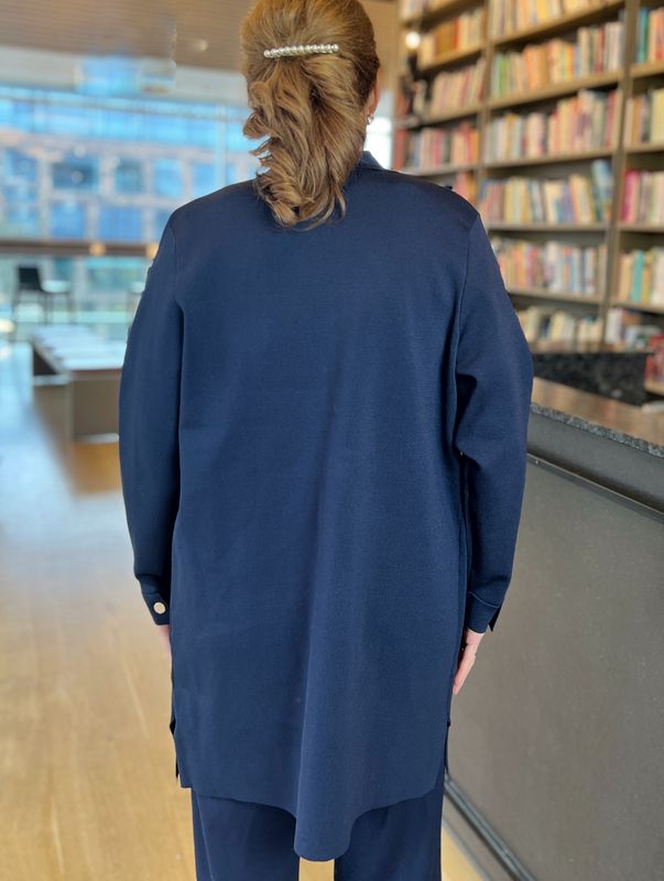 Sølvi lang cardigan marine