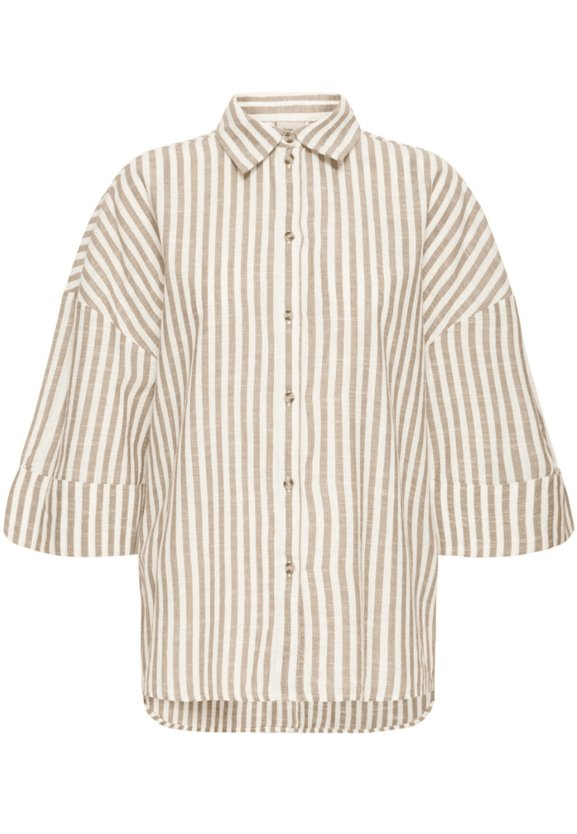 Irene bomullsskjorte beige stripet