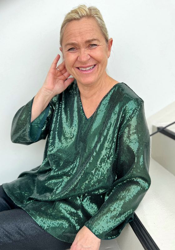 Caroline paljett-topp grønn