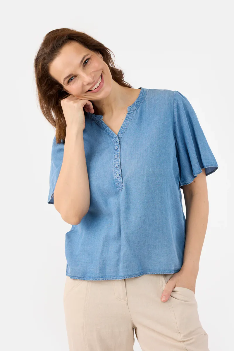 Lisen bluse blå tencel