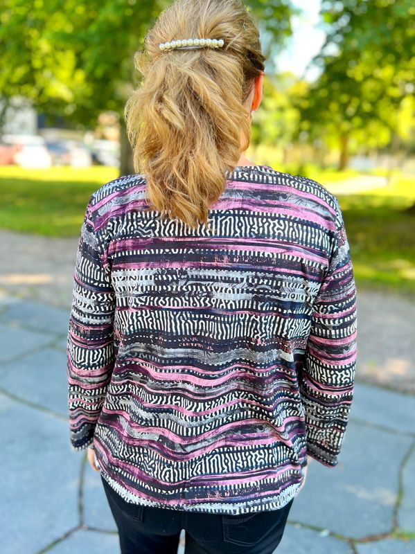 Gry topp burgunder stripe