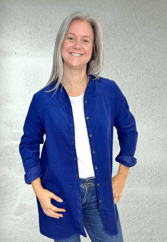 Kjersti storskjorte i cord blå