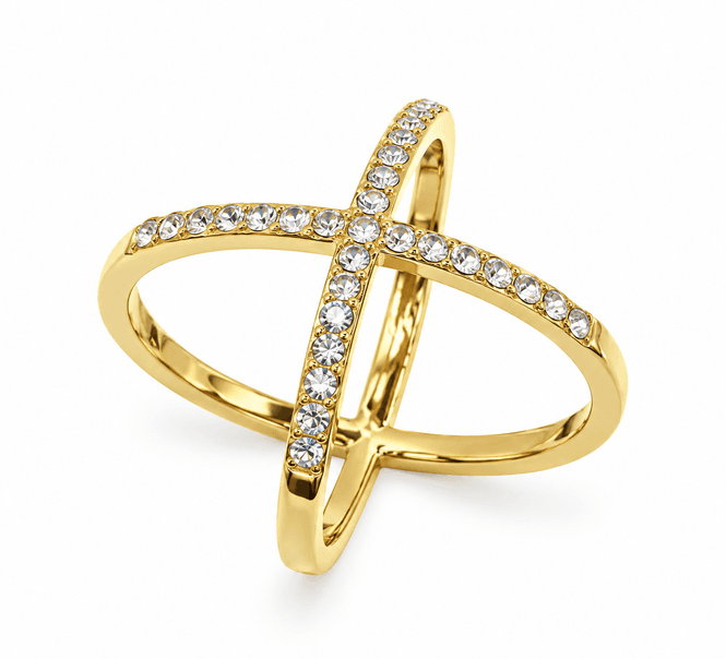 Hovedbilde Skjerf-ring med strass gullfarget