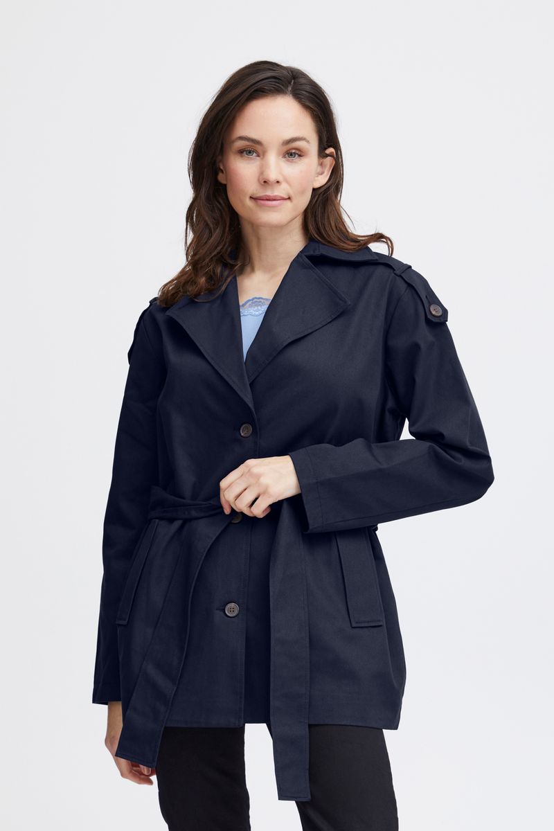 Fransa mørk blå trenchcoat