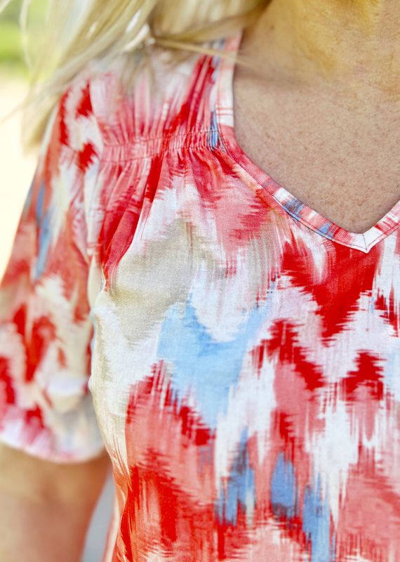Sølvi t-shirt poppyred mønster