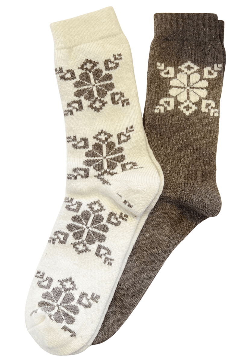Nordisk ullsokk 2 pack brune/offwhite