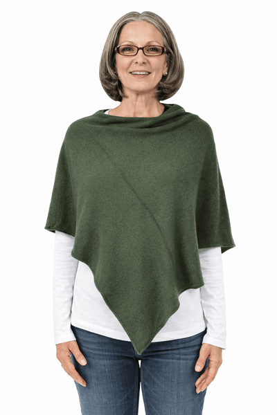 Hovedbilde Poncho med ull olivengrønn