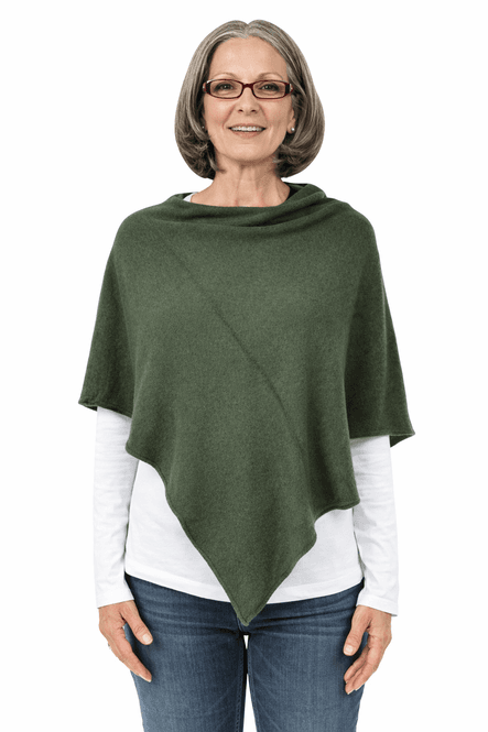 Hovedbilde Poncho med ull olivengrønn
